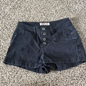 lei Black Button-Fly Denim Shorts